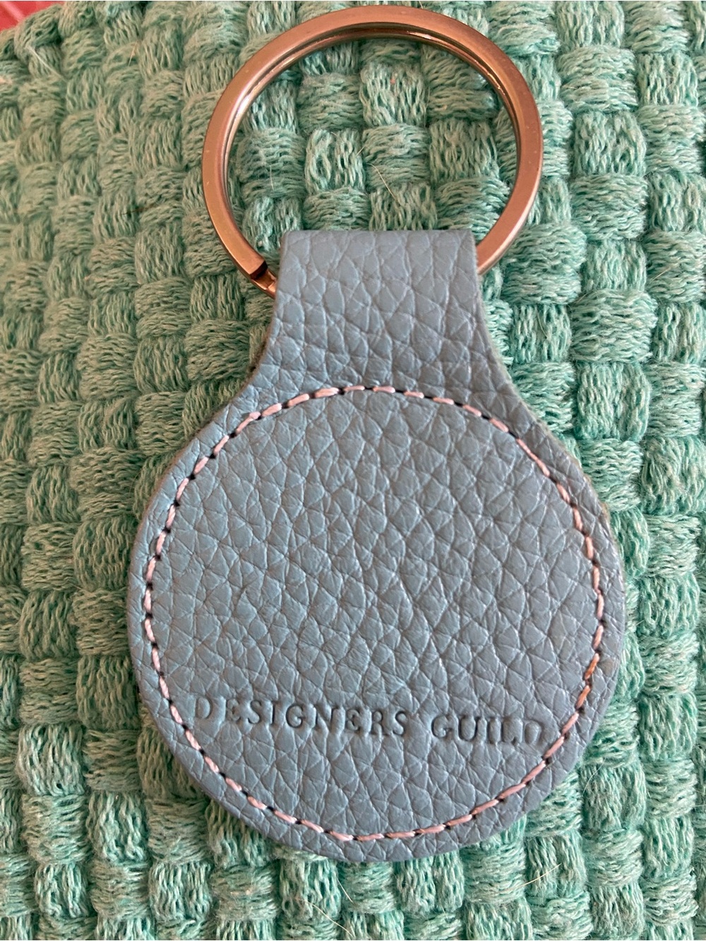 Designers Guild Pale Blue Leather Key & Card Holder Keyring